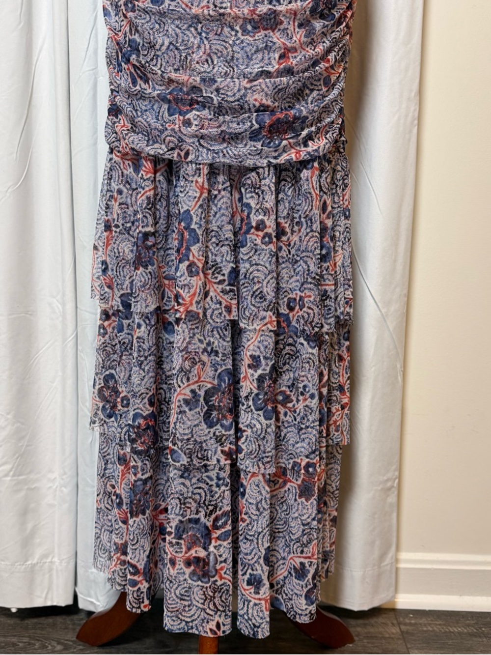 MISA Los Angeles Nicola Feathered Floral Halter Maxi Dress NWT Medium - Picture 8 of 13